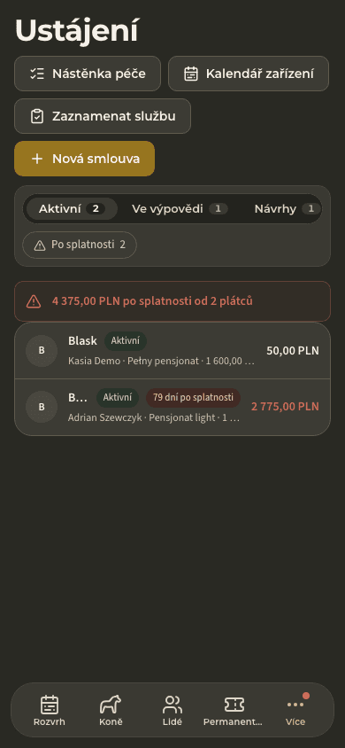 náhled · Ustájení
