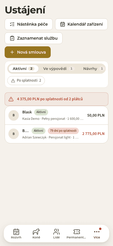 náhled · Ustájení