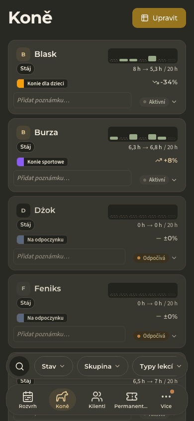 náhled · Koně