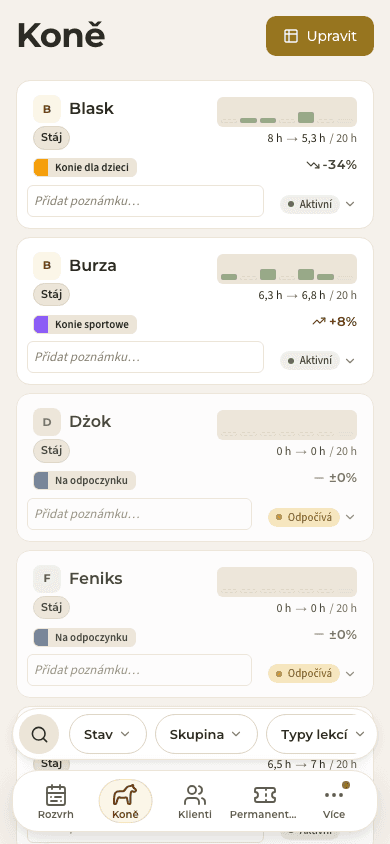 náhled · Koně