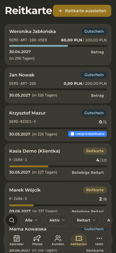Vorschau · Reitkarten