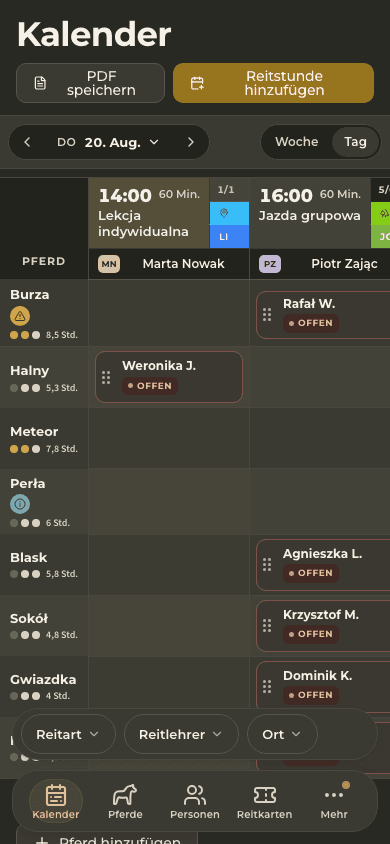 Screenshot — heutiger Kalender