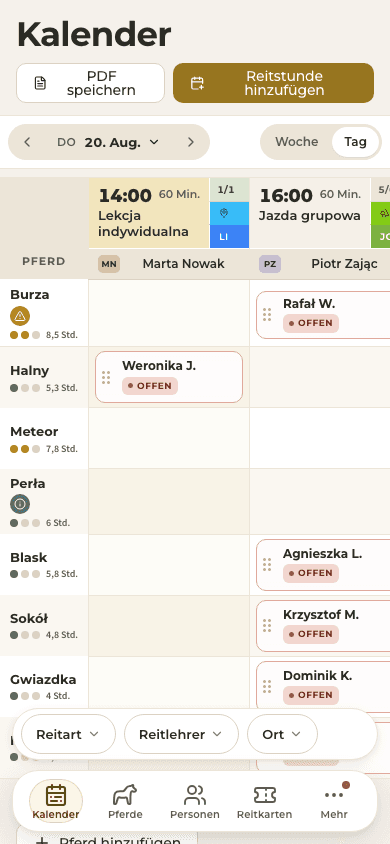 Screenshot — heutiger Kalender