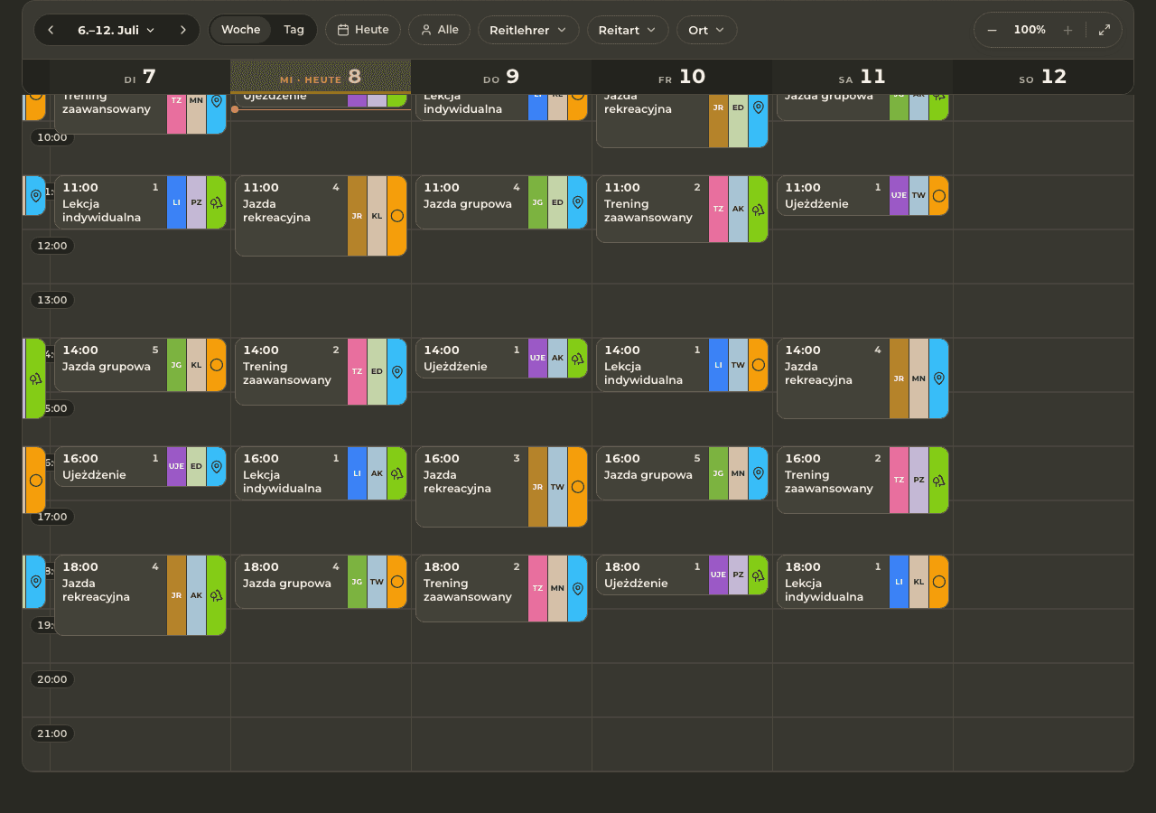 Screenshot — heutiger Kalender