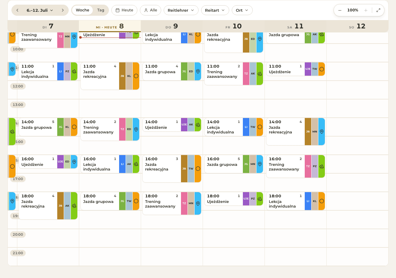 Screenshot — heutiger Kalender