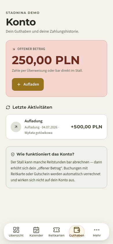 Vorschau · Guthaben