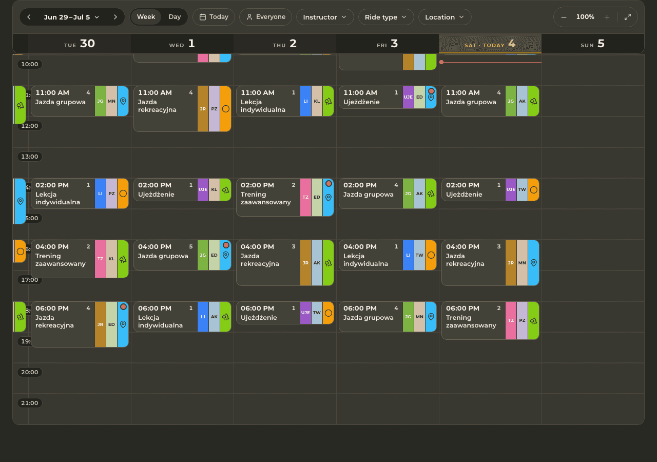 app — instructor day view