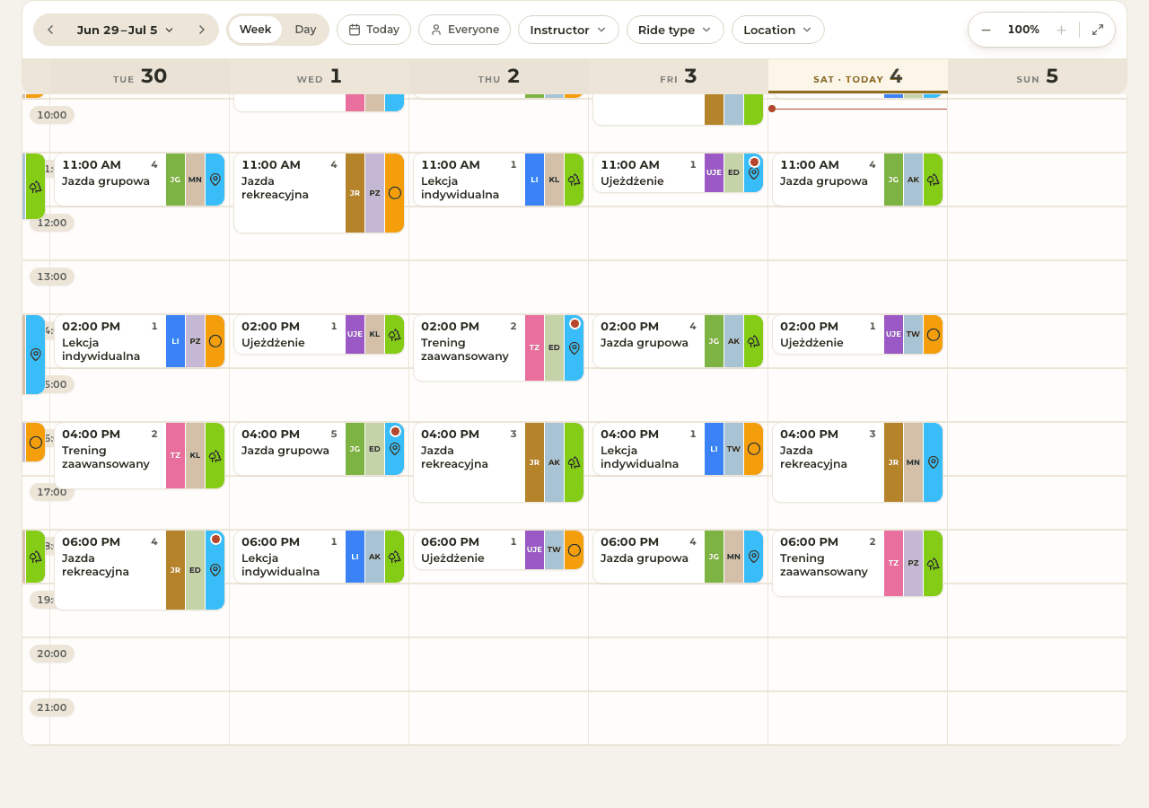 app — instructor day view