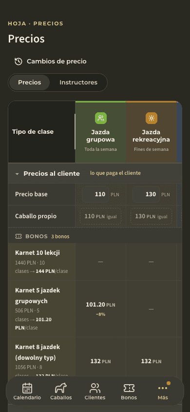 vista previa · Precios