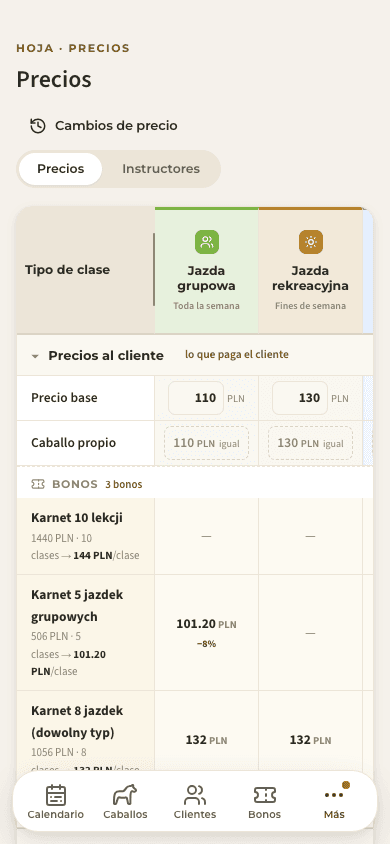 vista previa · Precios