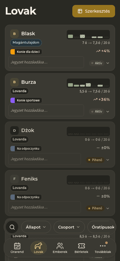 előnézet · Lovak