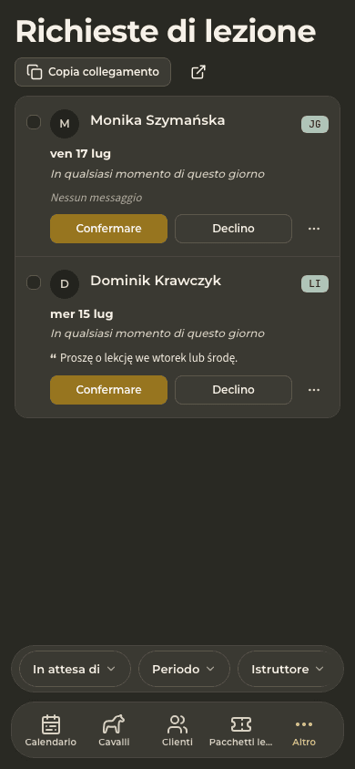 anteprima · Richieste
