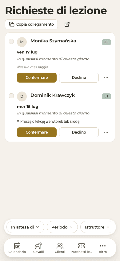 anteprima · Richieste