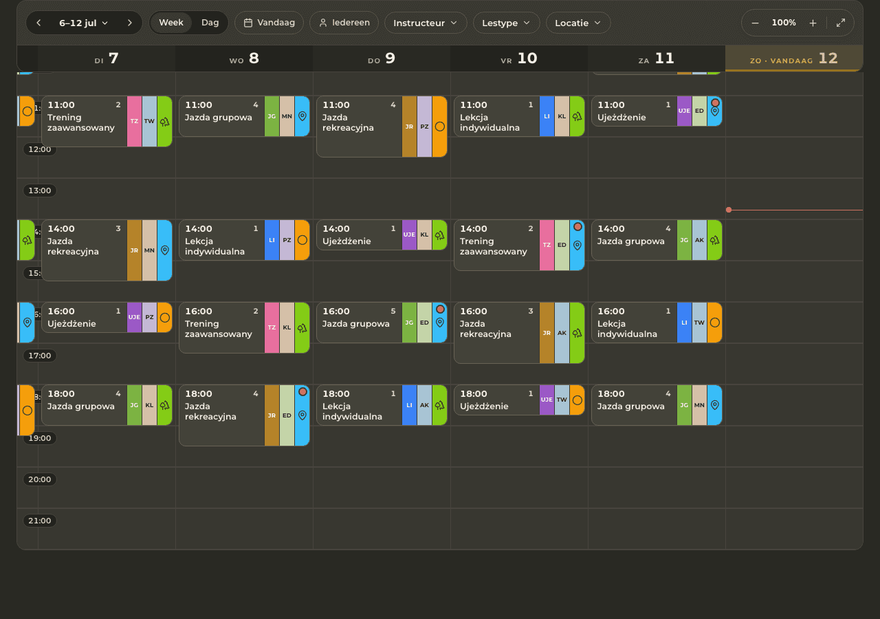 app — dagweergave instructeur