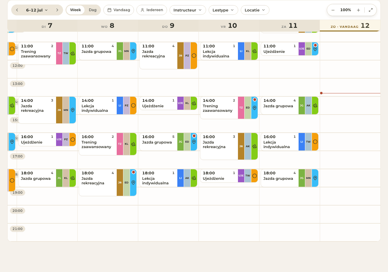 app — dagweergave instructeur