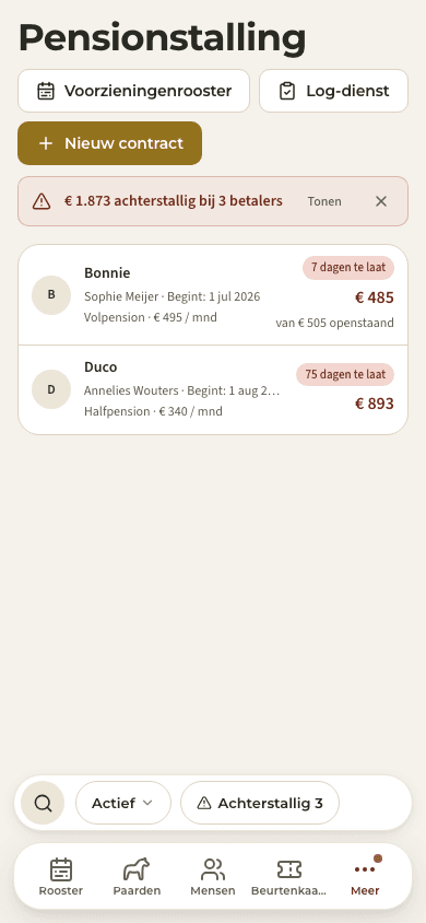 voorbeeld · Pensionstalling