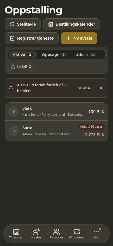 forhåndsvisning · Oppstalling