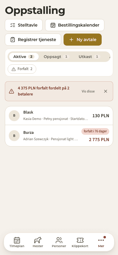 forhåndsvisning · Oppstalling