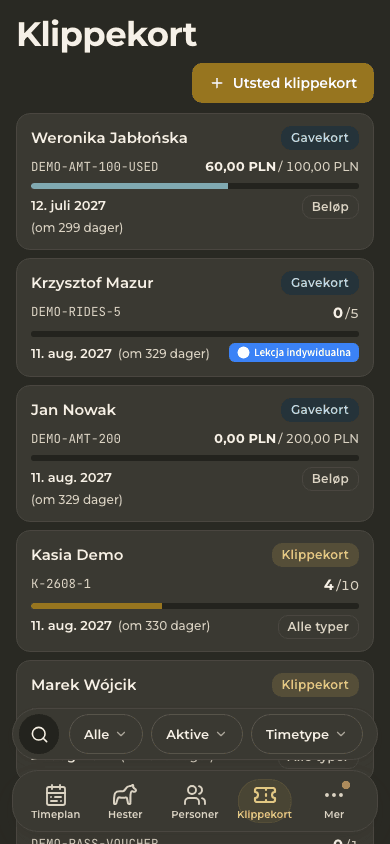 forhåndsvisning · Klippekort