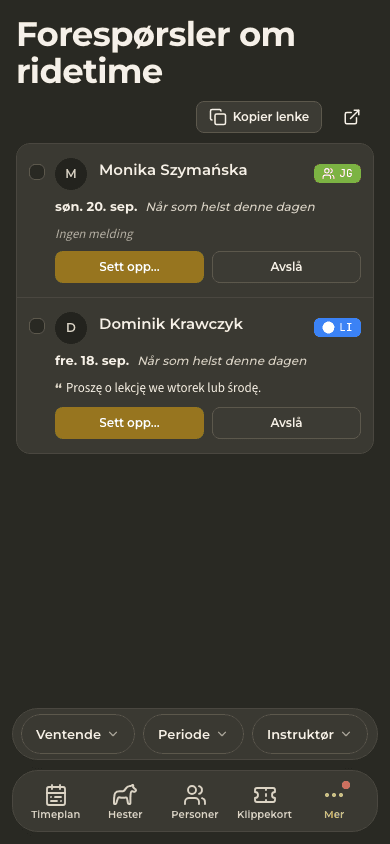 forhåndsvisning · Forespørsler