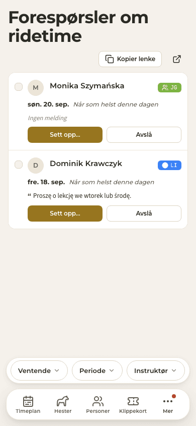 forhåndsvisning · Forespørsler