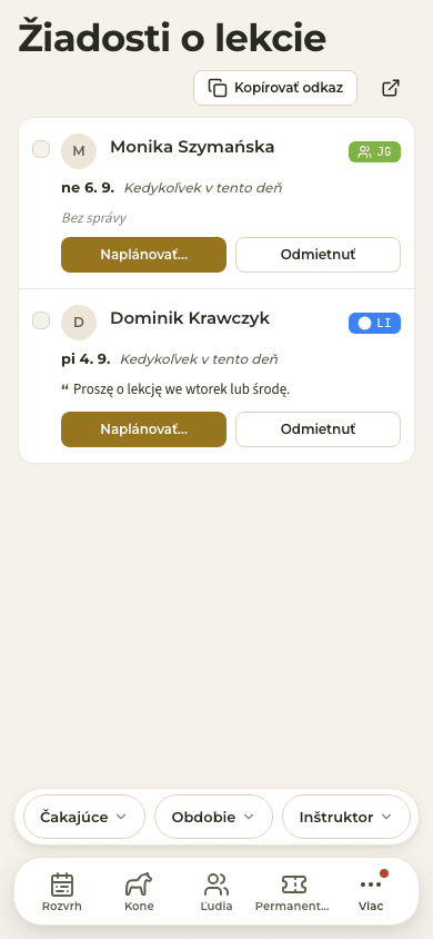náhľad · Žiadosti