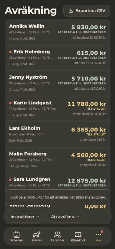 förhandsvisning · Avräkning