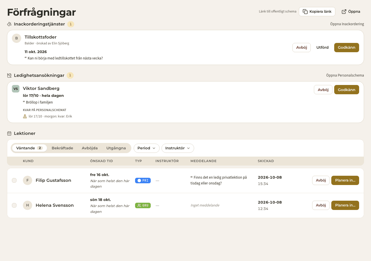 förhandsvisning · Förfrågningar