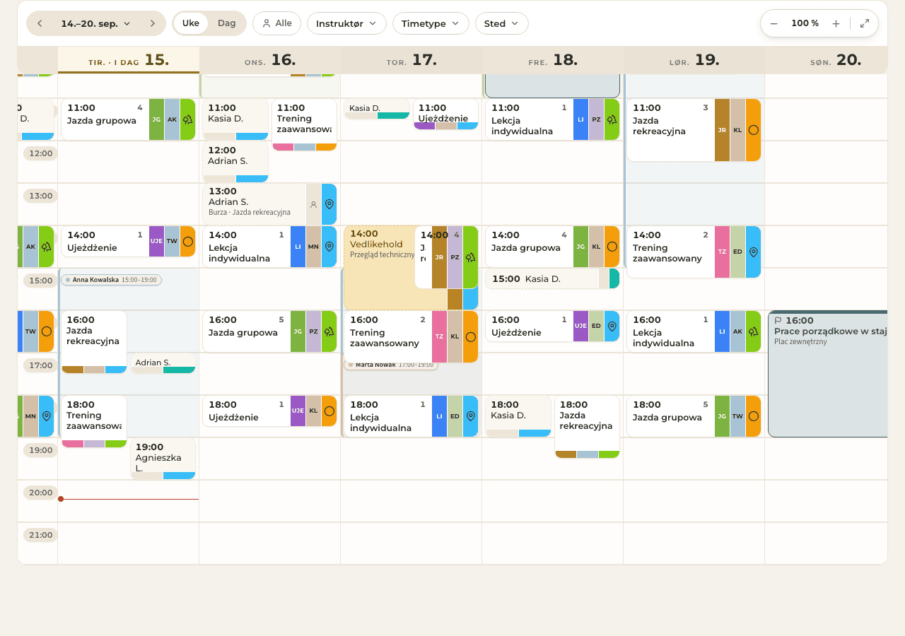 skjermbilde — dagens timeplan