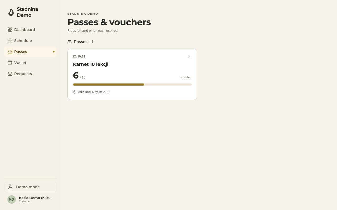 The Passes & vouchers page