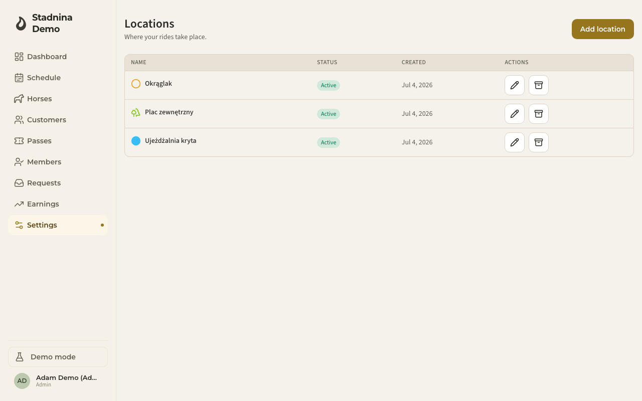 The Locations list